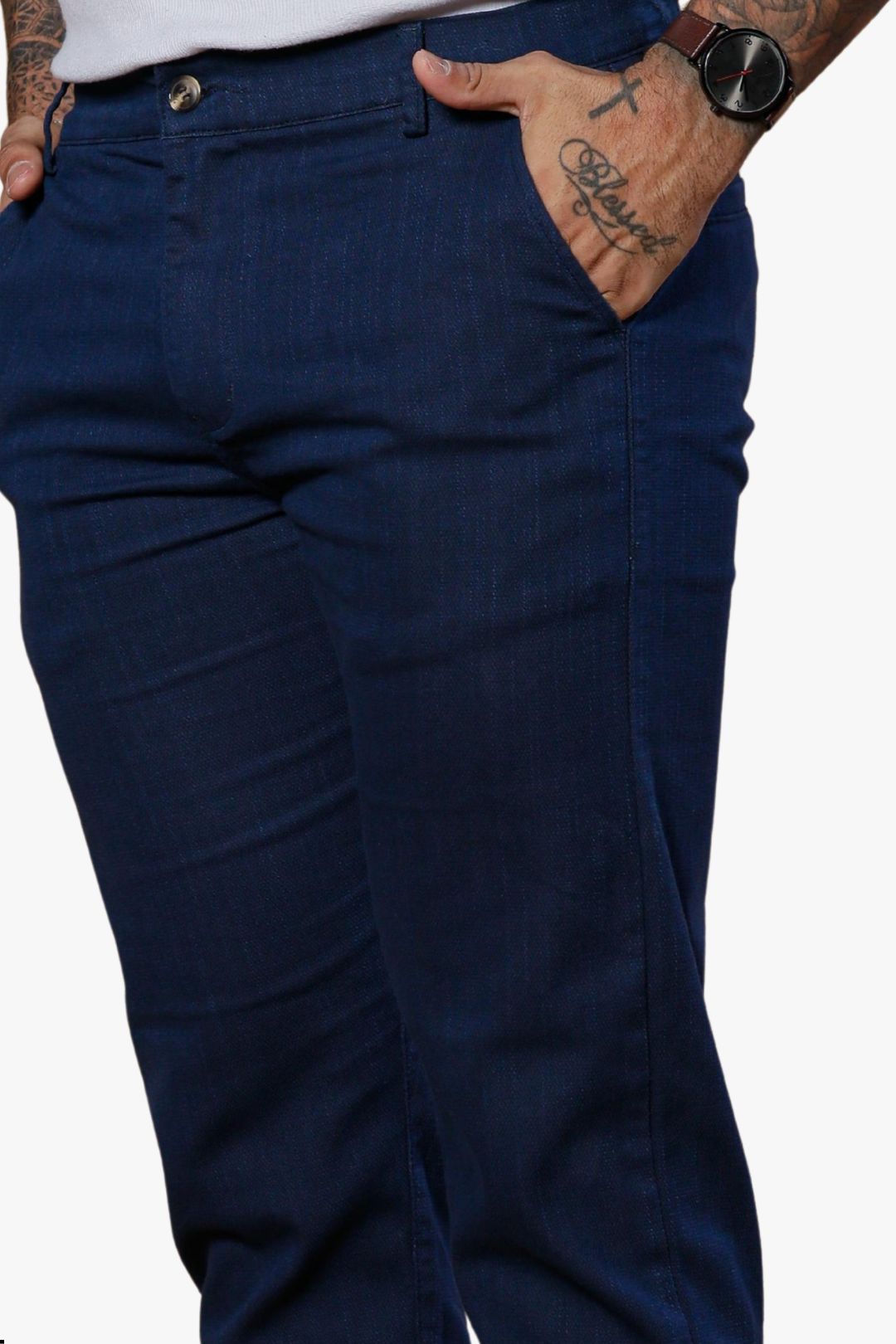 Calça Texturizada Azul