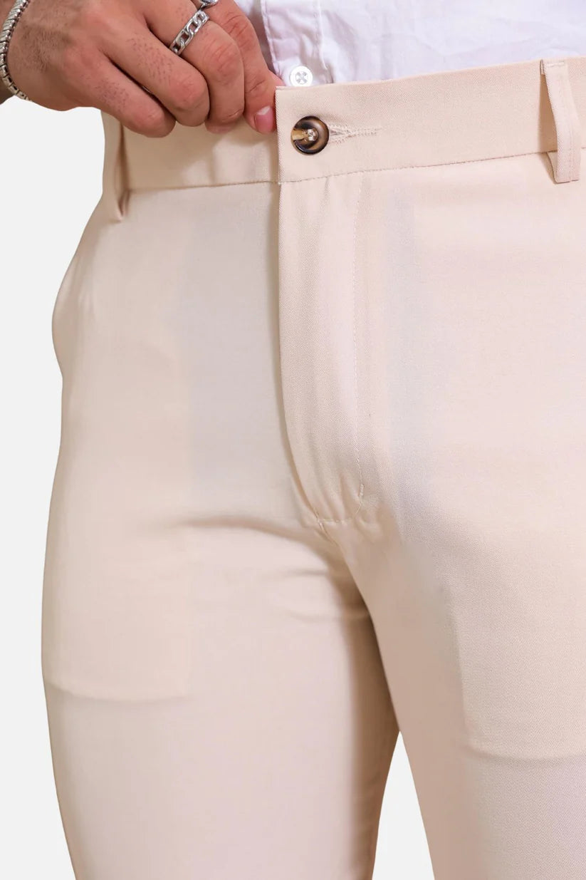 Calça Alfaiataria Creme + Camisa de Algodão Egípcio