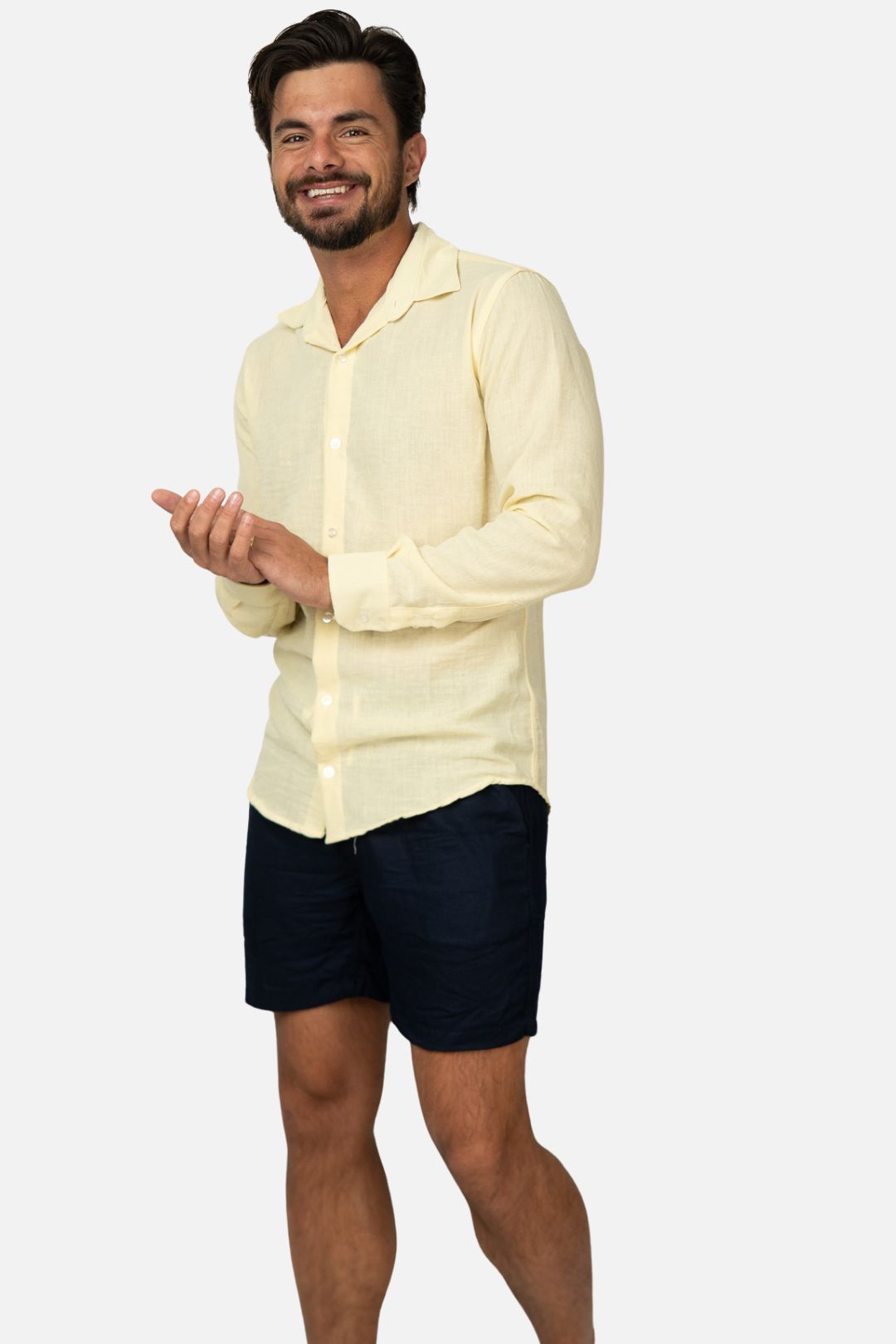 Short Linho Azul Marinho