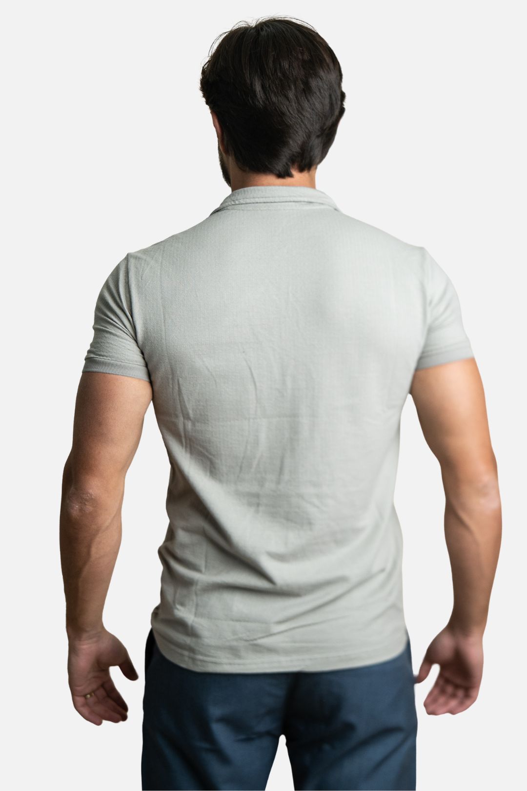 Polo Texturizada com Ziper Cinza