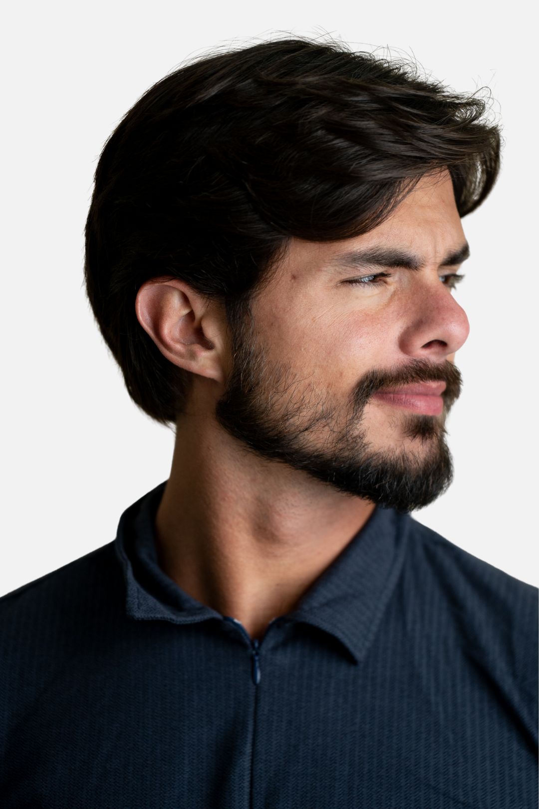 Polo Texturizada com Ziper Azul
