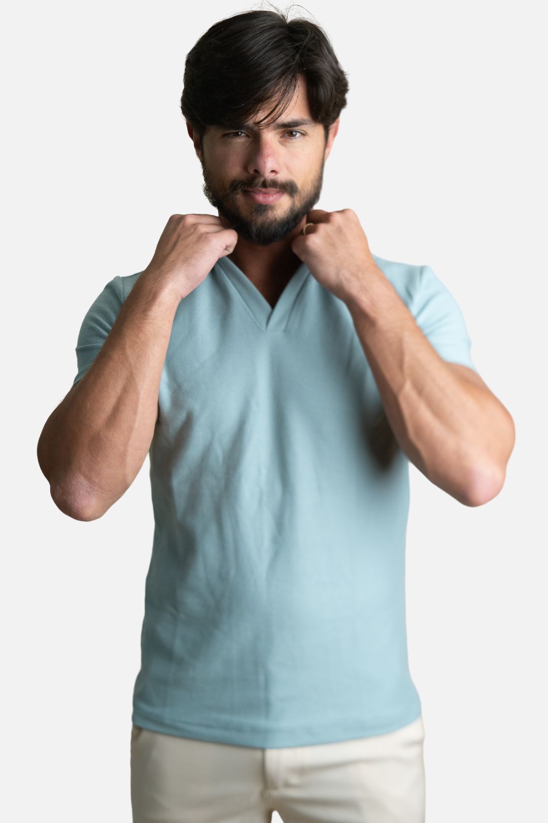 Polo Texturizada Azul