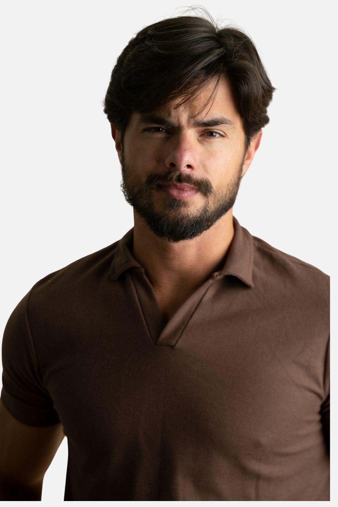 Polo Texturizada Marrom