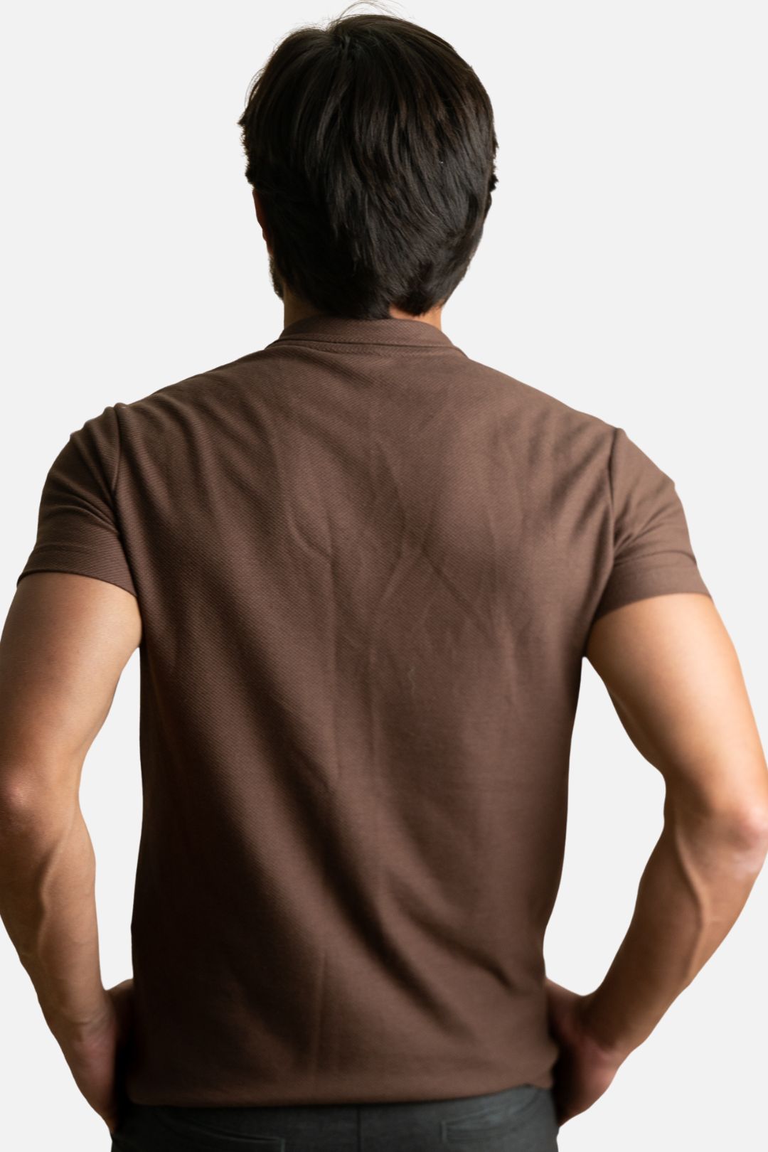 Polo Texturizada Marrom
