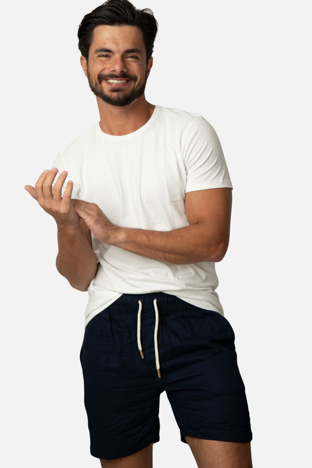 Short Linho Azul Marinho