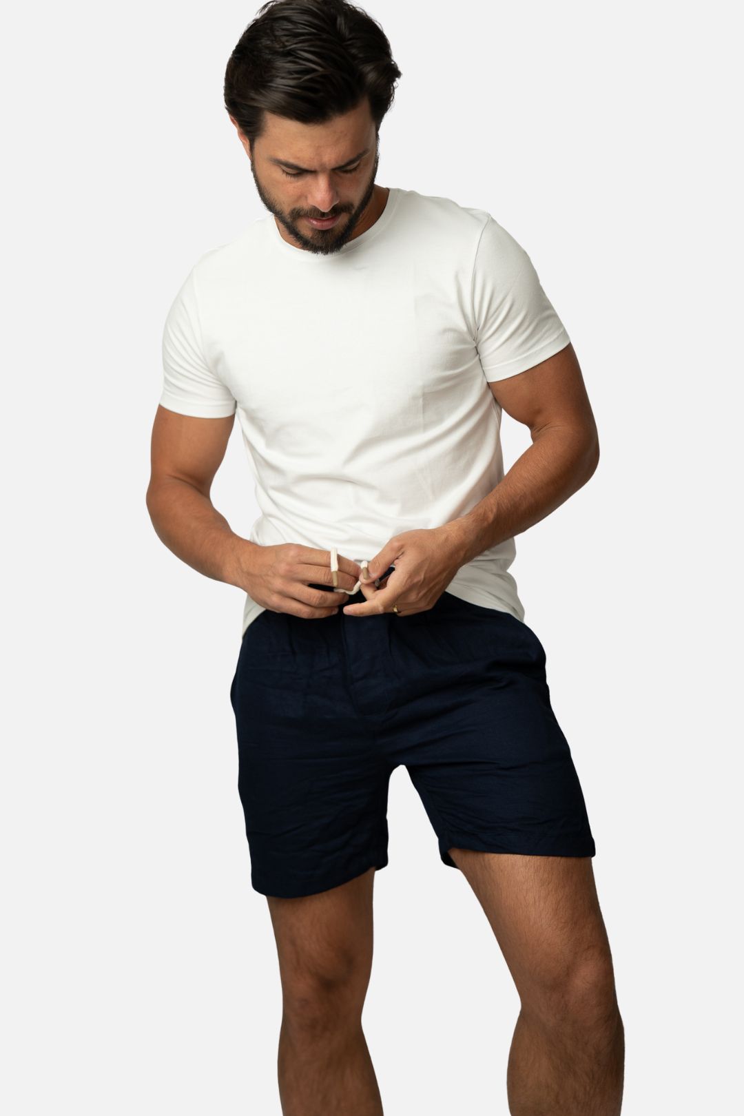 Short Linho Azul Marinho