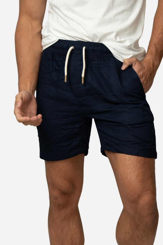 Short Linho Azul Marinho