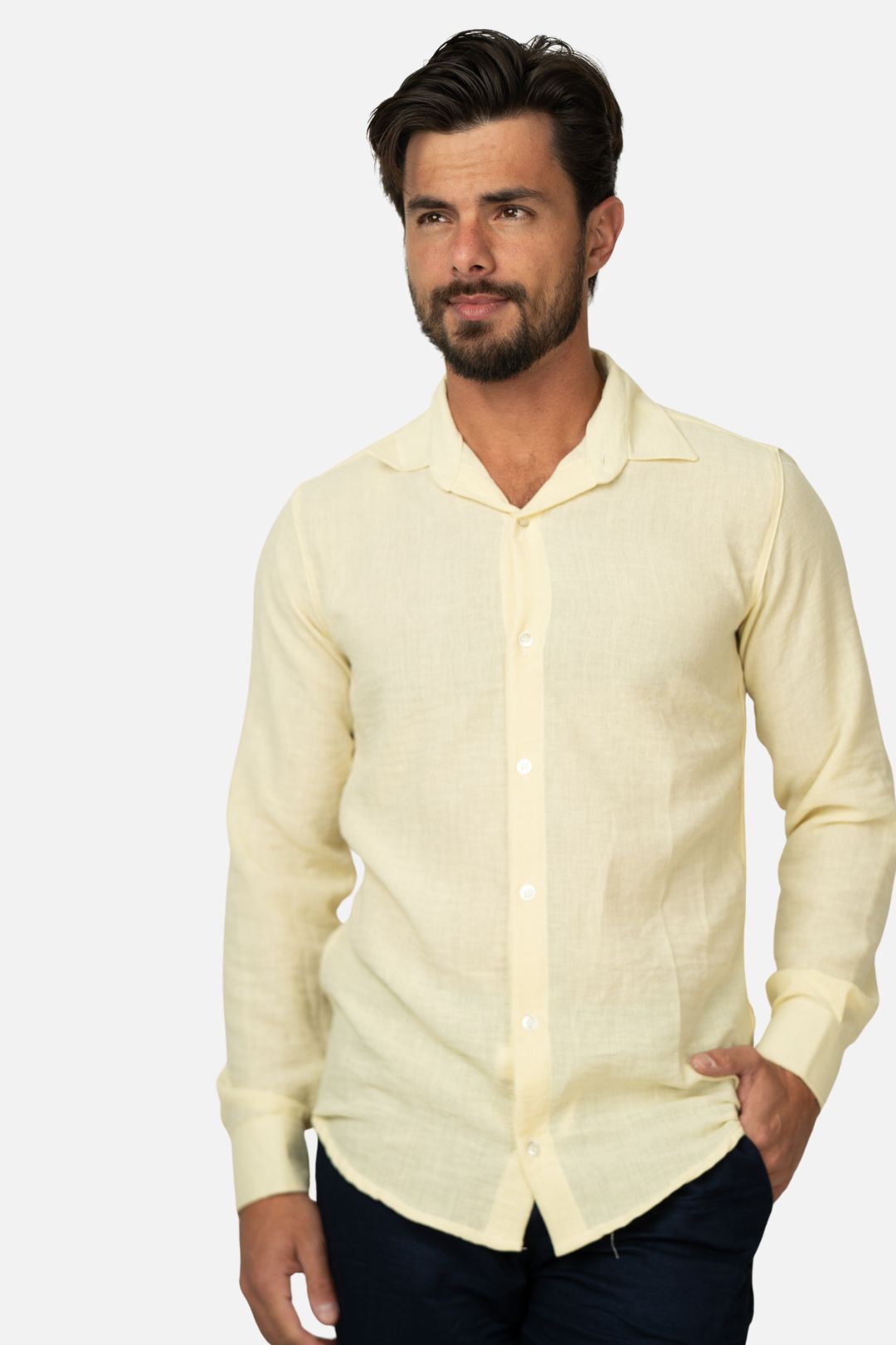 Camisa de Botão Amarelo