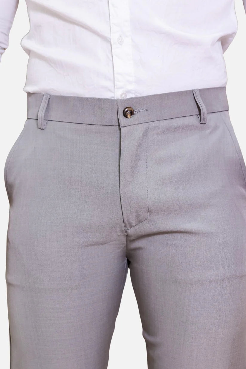 Calça Alfaiataria Cinza Claro + Camisa de Algodão Egípcio