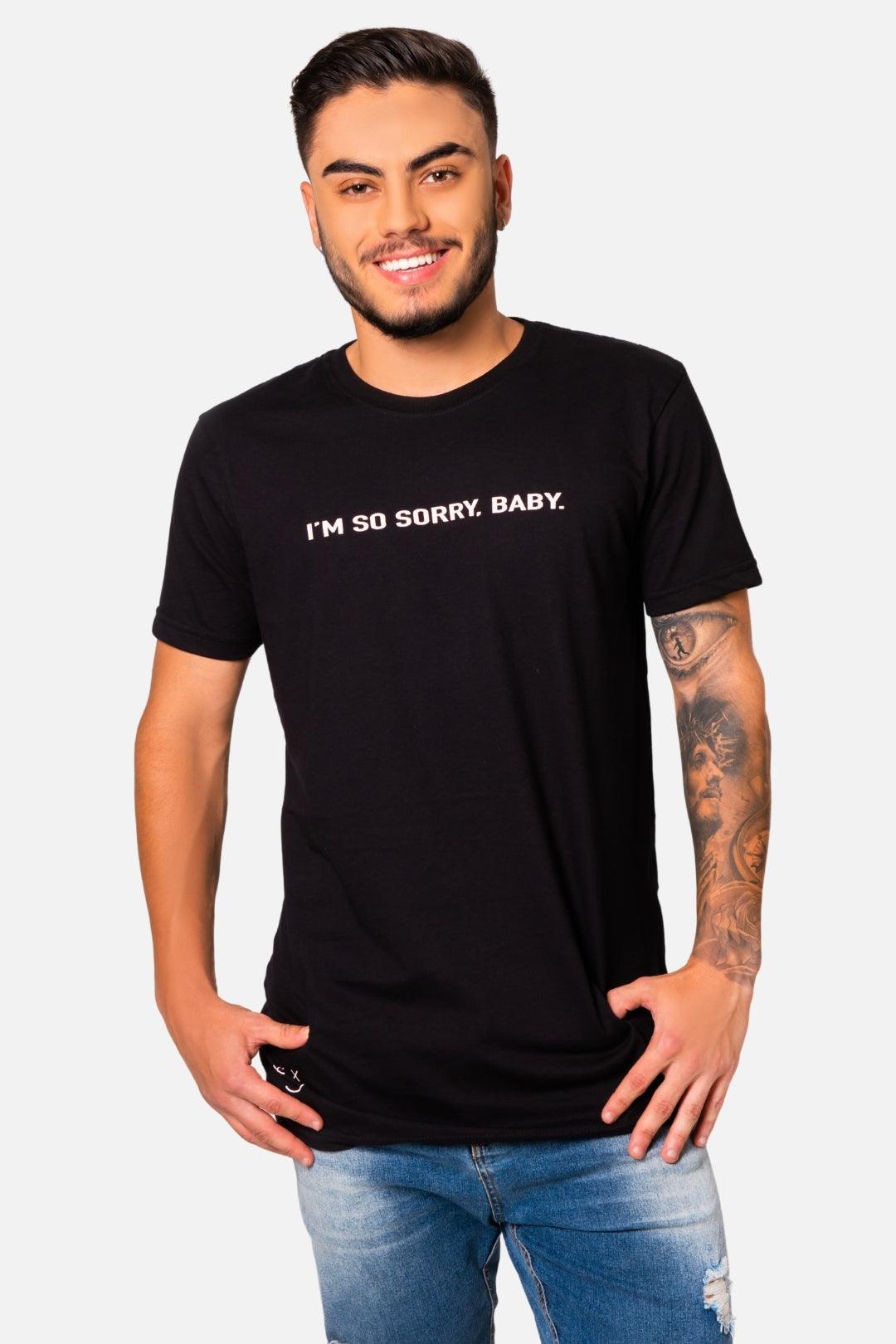 Camiseta Algodão egípcio So Sorry Baby Preta - LICS.CO