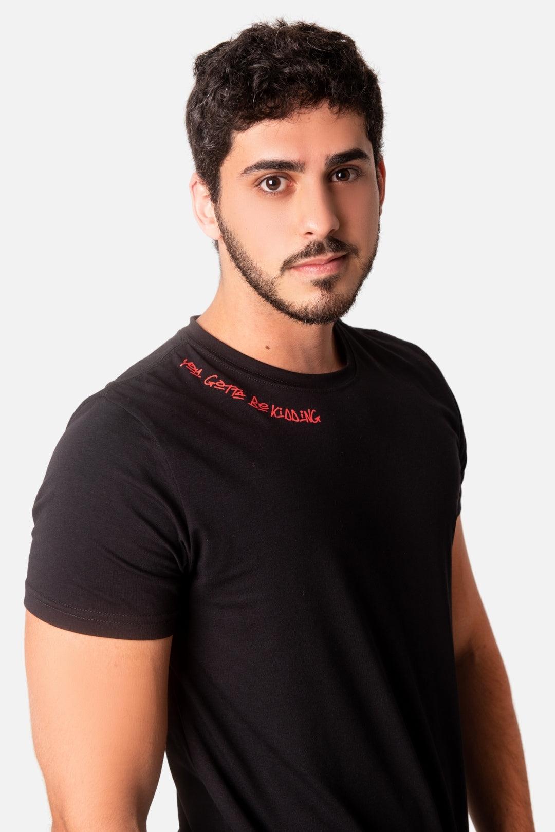 Camiseta Algodão egípcio Gotta Be Kidding Preta - LICS.CO
