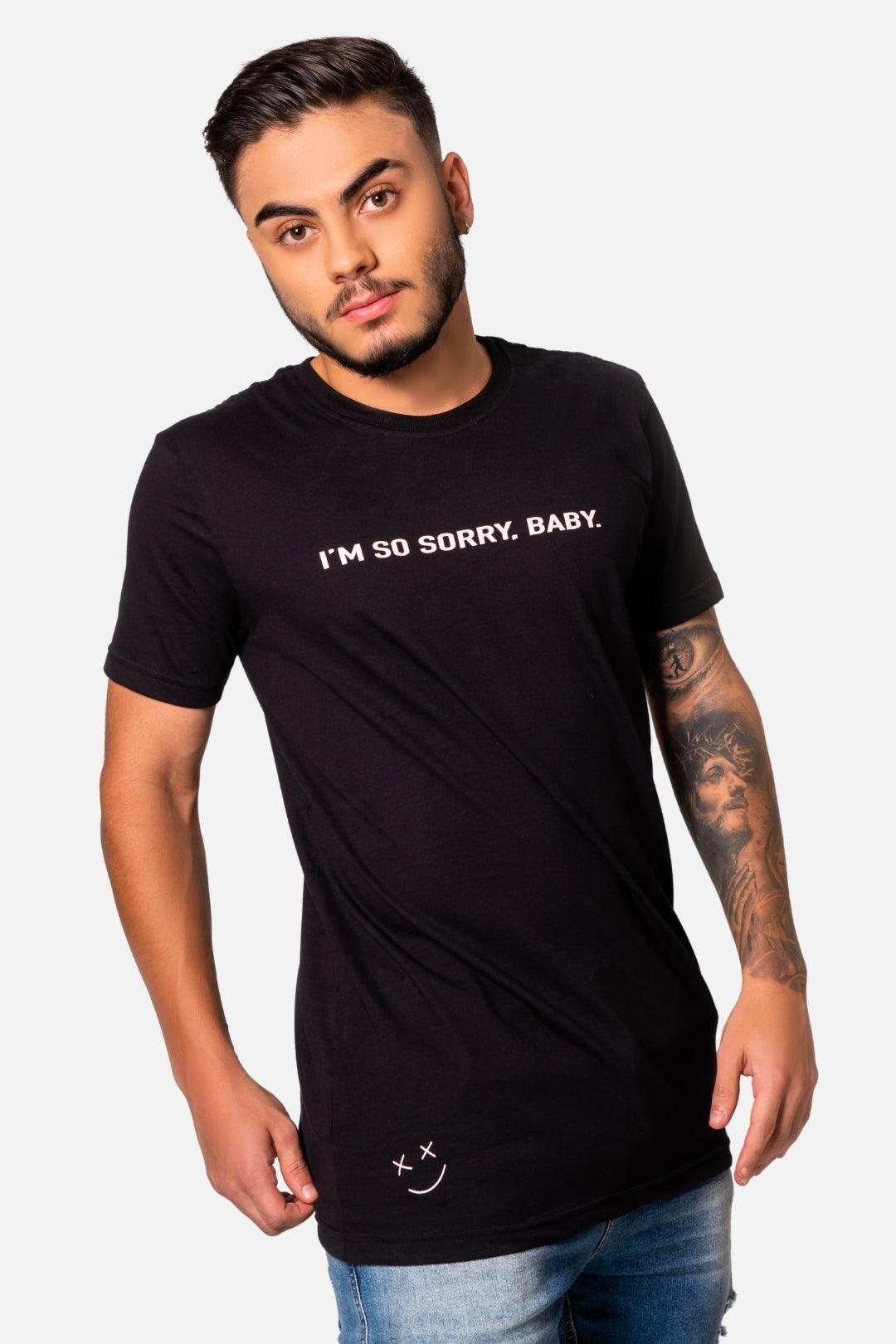 Camiseta Algodão egípcio So Sorry Baby Preta - LICS.CO