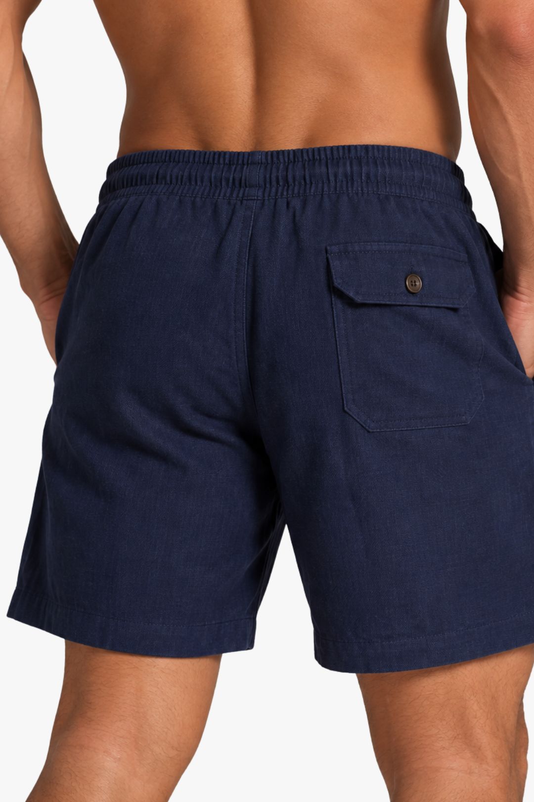 Short em Linho Azul Marinho