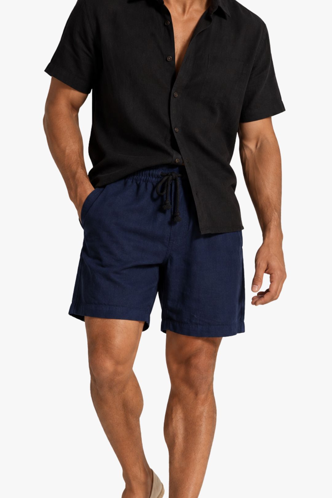 Short em Linho Azul Marinho