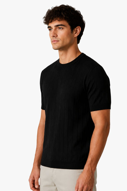Camisa Tricot Canelada Preta