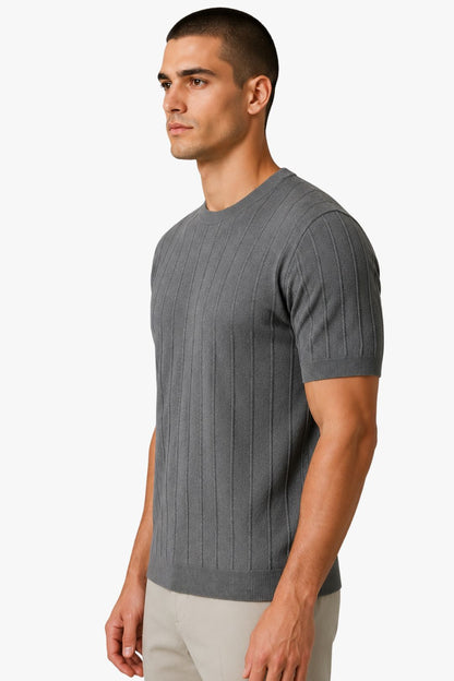Camisa Tricot Canelada Cinza