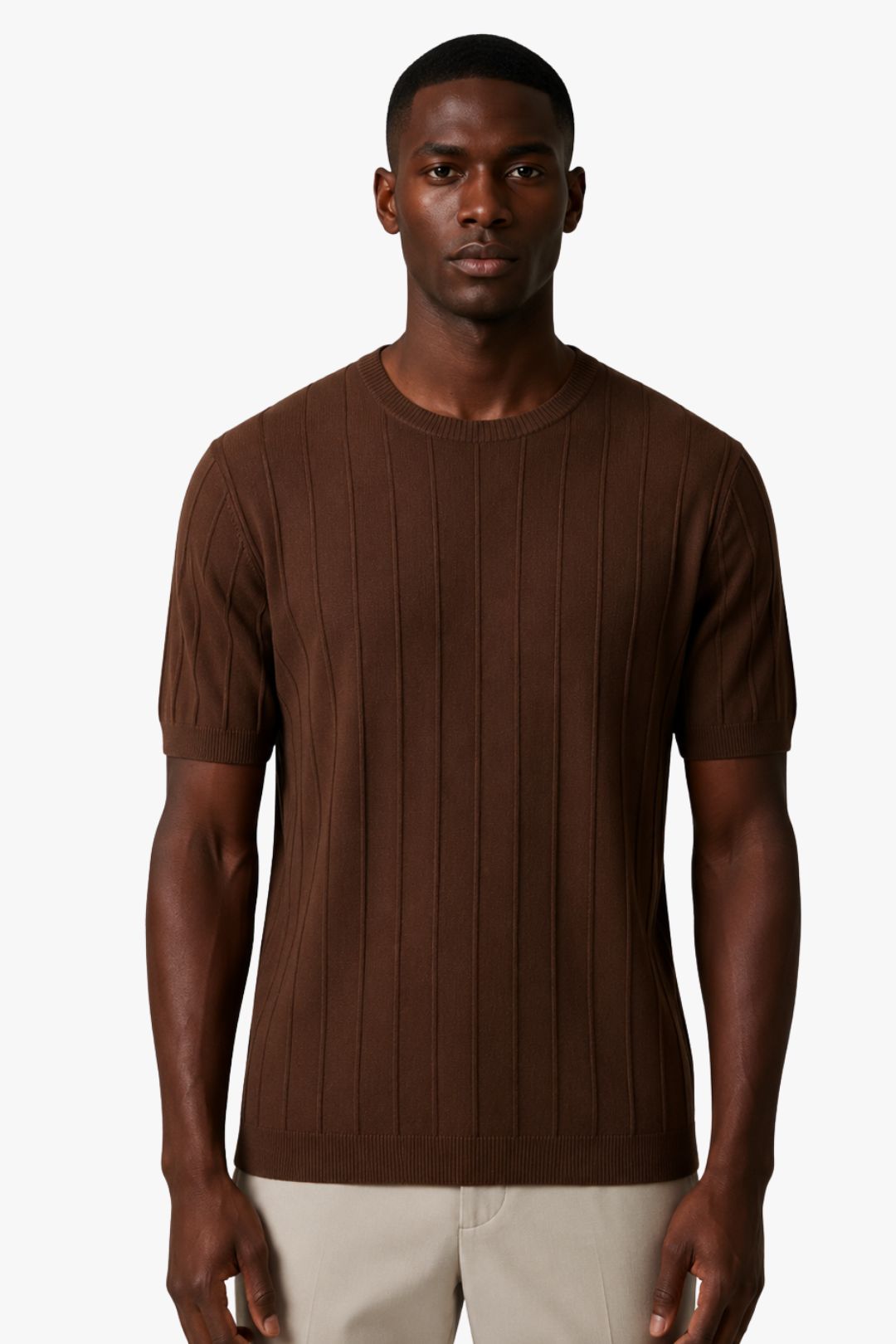 Camisa Tricot Canelada Marrom