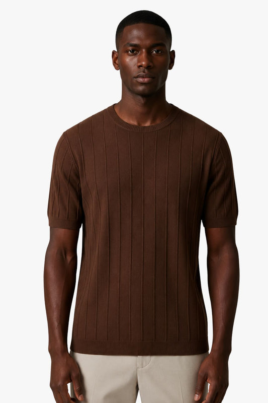 Camisa Tricot Canelada Marrom