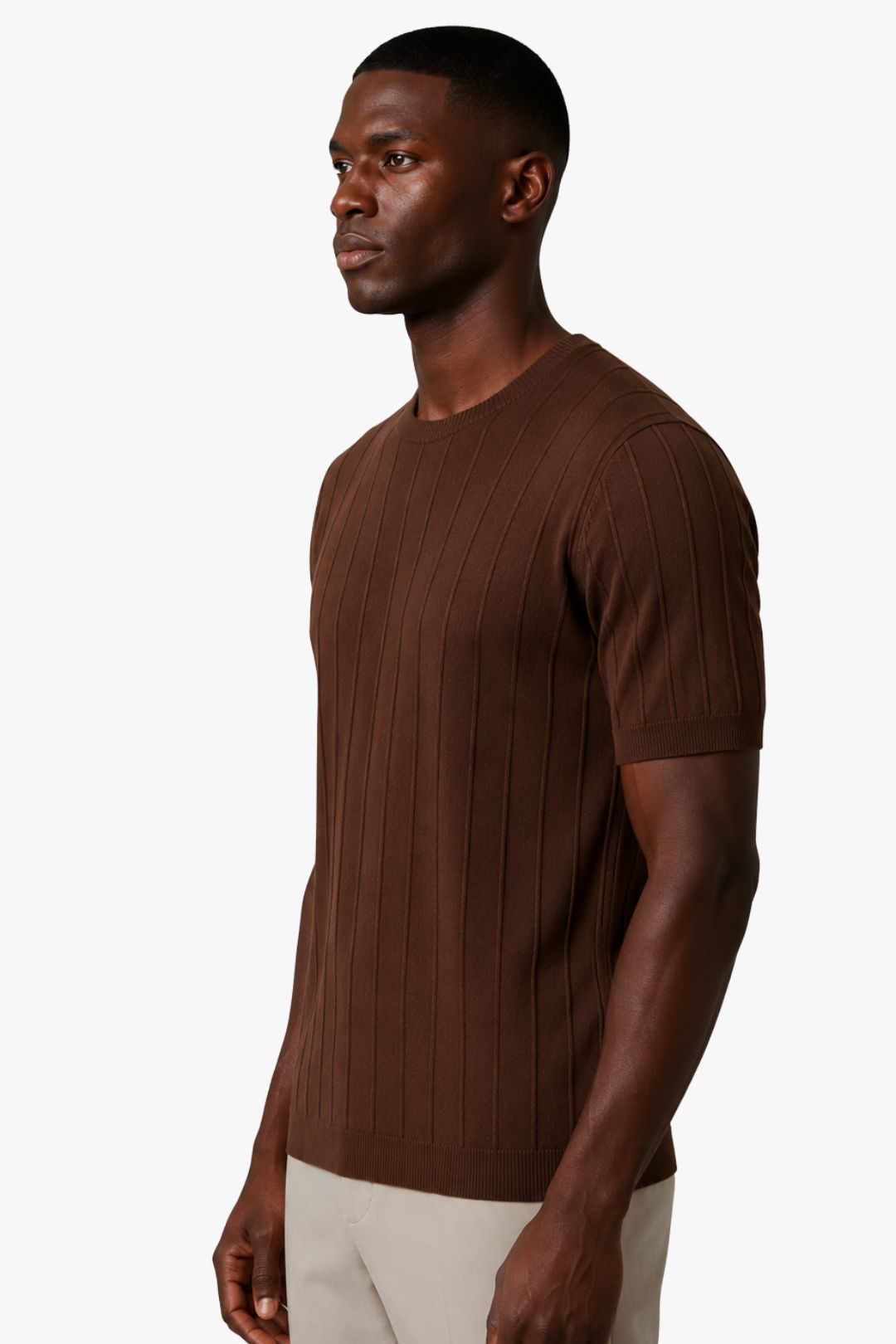 Camisa Tricot Canelada Marrom