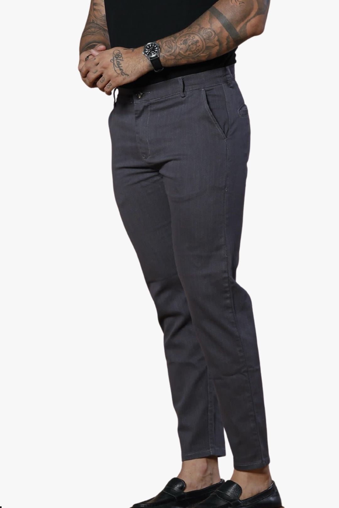 Calça Texturizada CInza + Polo texturizada com Zíper