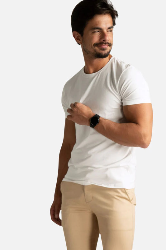 Calça Essential Bege + Camisa de Algodão Egípcio