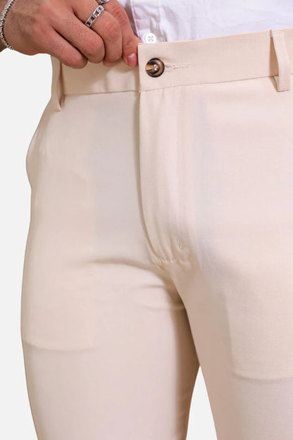 Calça Alfaiataria Creme + Camisa de Algodão Egípcio