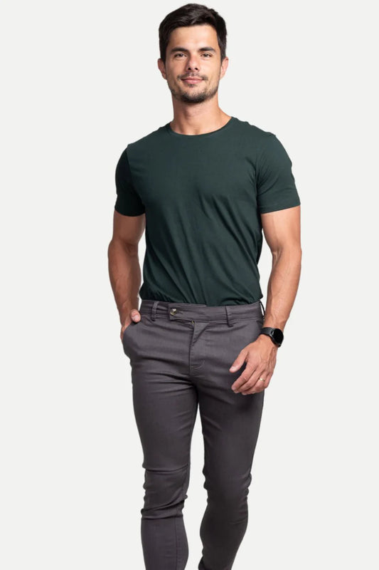 Calça Essential Chumbo + Camisa de Algodão Egípcio