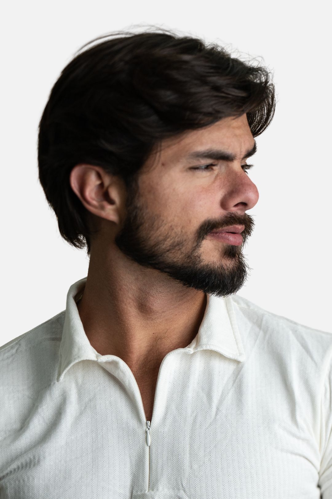 Polo Texturizada com Ziper Branca