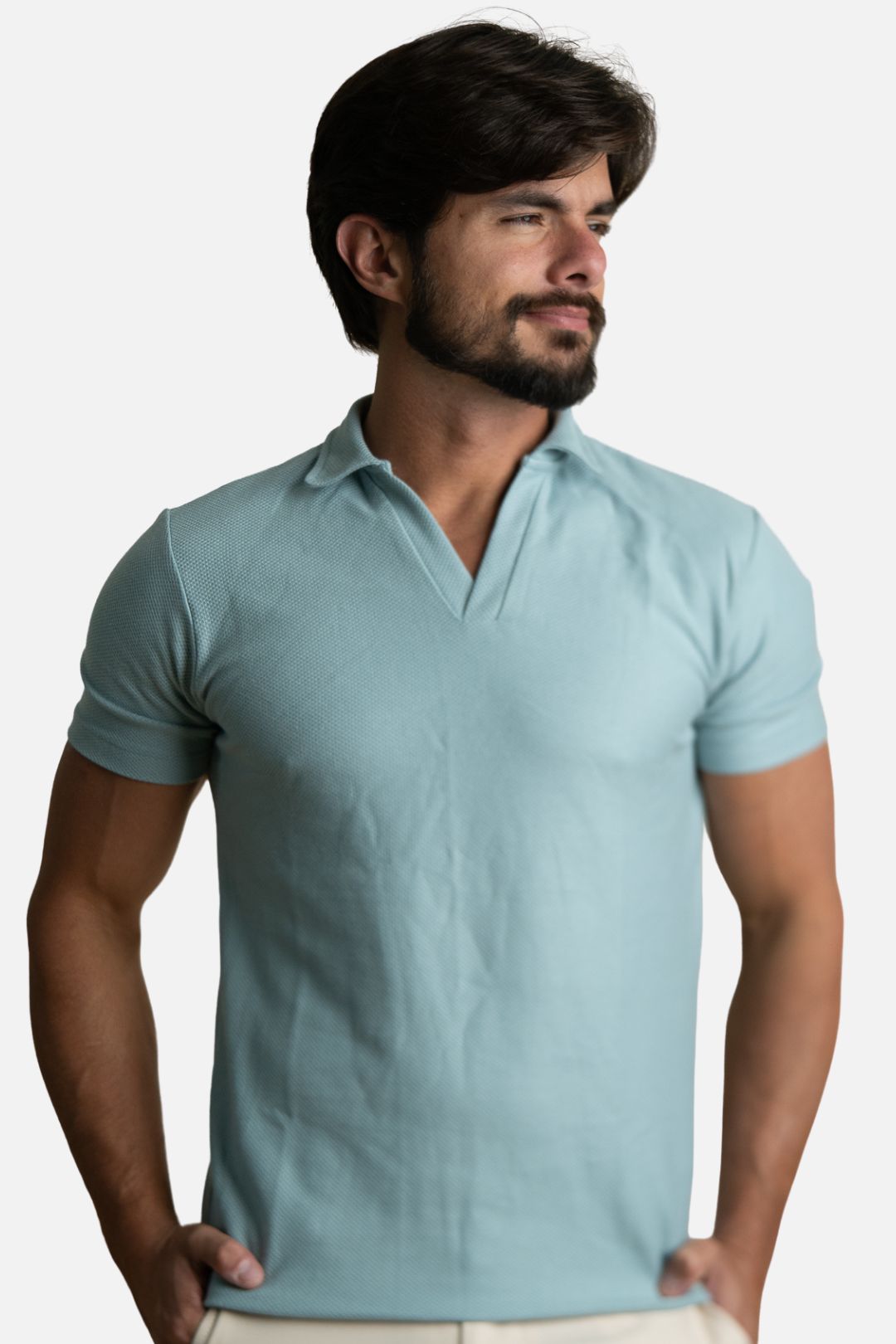 Polo Texturizada Azul