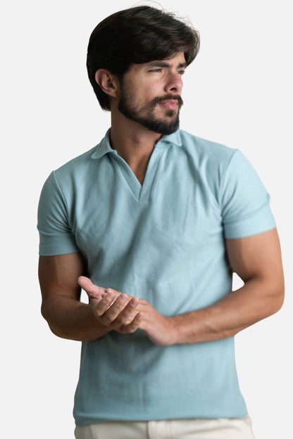 Polo Texturizada Azul