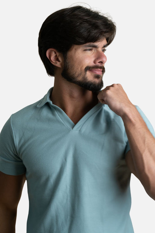 Polo Texturizada Azul