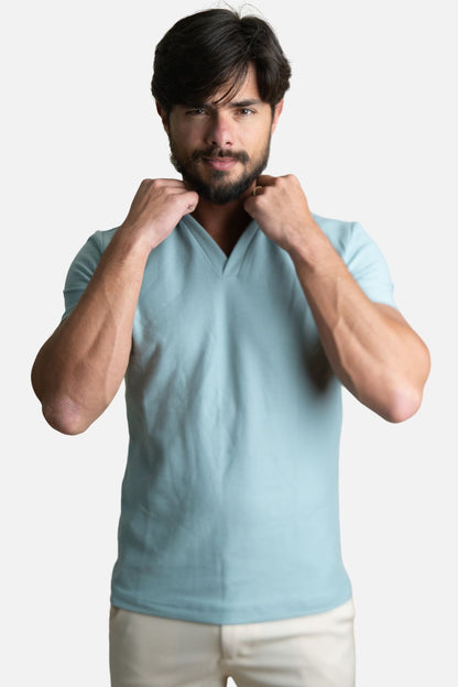 Polo Texturizada Azul