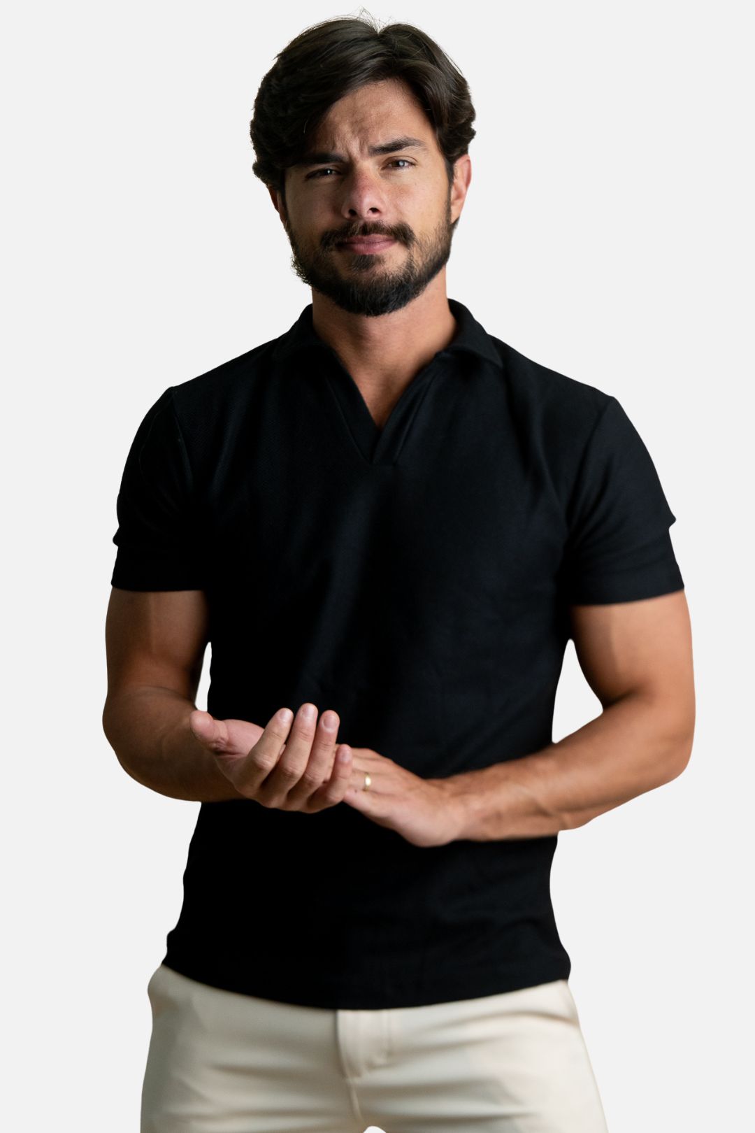 Polo Texturizada Preta
