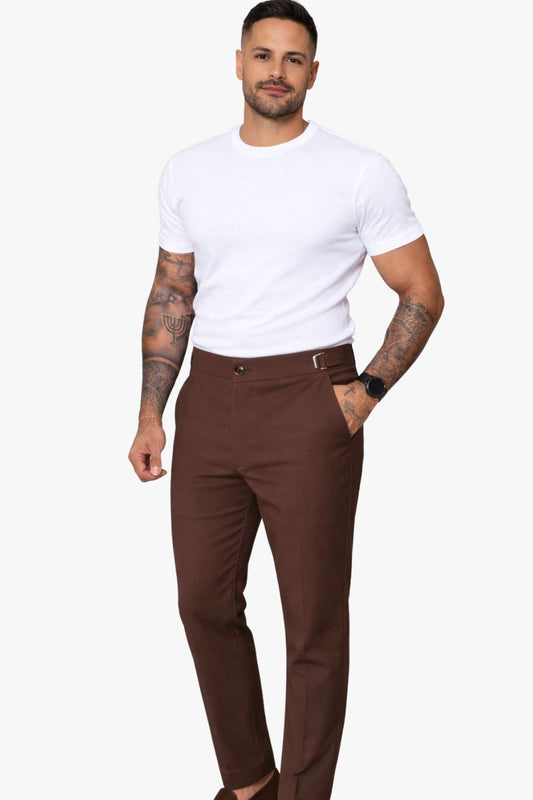 Calça Alfaiataria com Regulagem Marrom