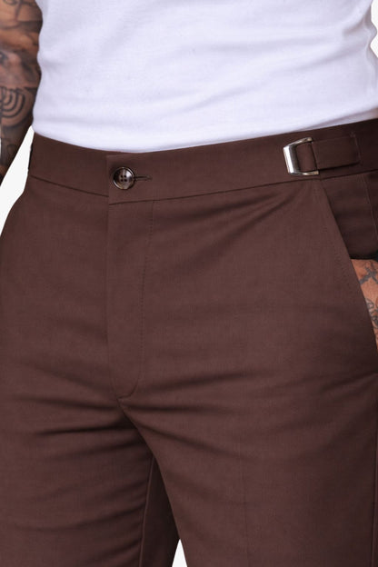Calça Alfaiataria com Regulagem Marrom