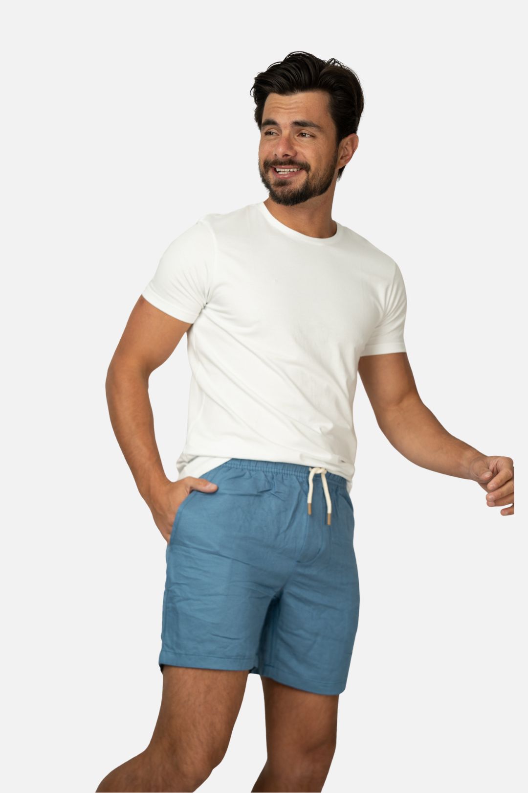 Short Linho Azul Claro