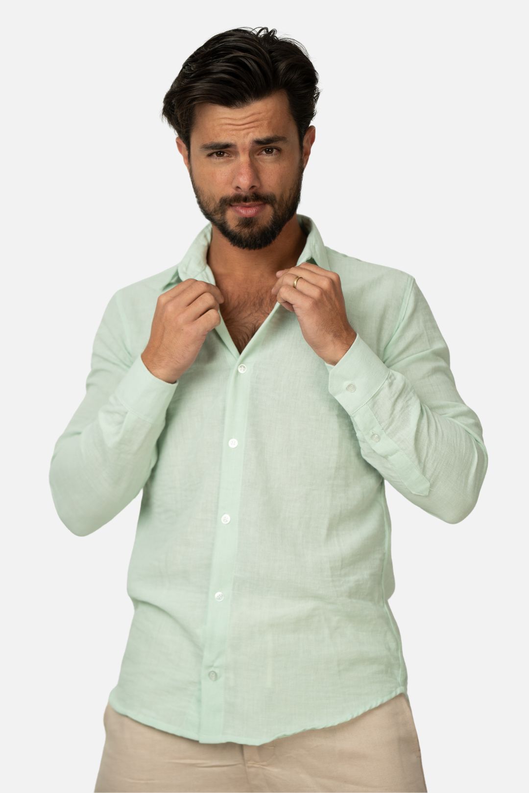 Camisa de Botão Verde